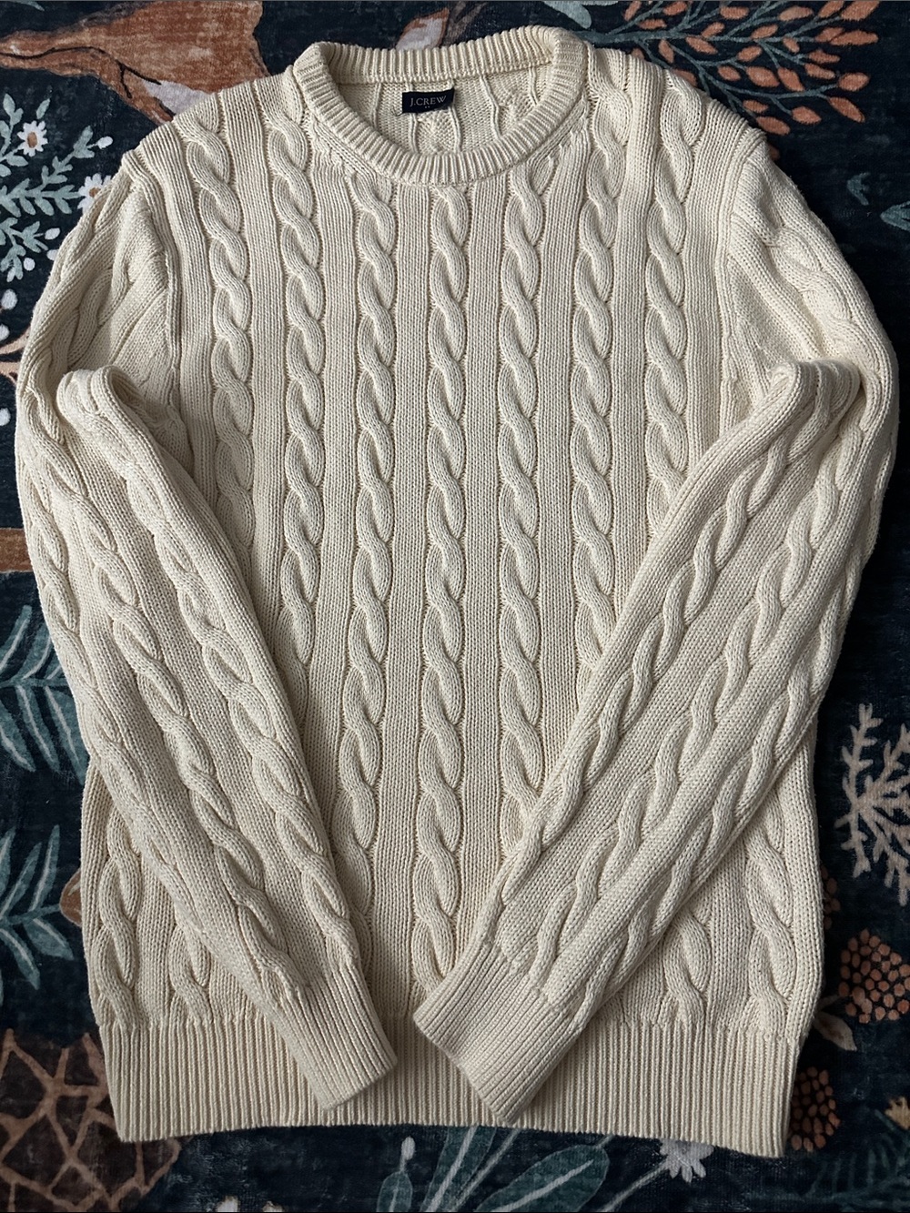 J. Crew Men’s Yellow Cable-Knit Crewneck Sweater